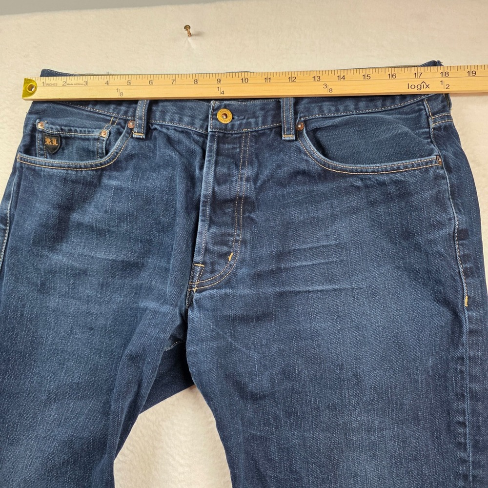 Polo Ralph Lauren Mercer Slim Fit Jeans Mens 36x32 Blue Straight Leg Flag Patch - Picture 8 of 11